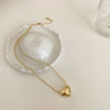 New Cross-border Couple Cavicle Chain Geometric Heart-shaped Light Luxury Temperament Simple Sweet Love Pendant Necklace Jewelry
